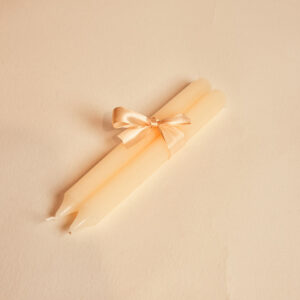 זוג נרות ארוכים שמנת